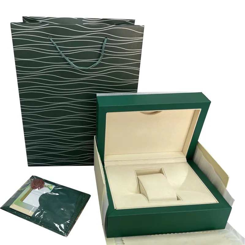 Geschenk verpackungs set Luxus grüne rollbare Box Herren uhr und Papiertüten verpackung