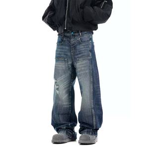 Wholesale Custom Streetwear Vintage Fashion Washed Denim Pants for <b>Men</b> High Quality Cotton Baggy Trousers <b>Men's</b> <b>Jeans</b> - Product Image 2