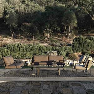 Conjunto de sofás de jardín para exteriores con estructura de aluminio, impermeable, diseño moderno minimalista en forma de L para patio o balcón. - Product Image 1