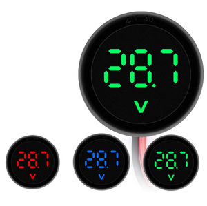 DC 4-100V LED Voltímetro circular digital Dos cables DC voltímetro digital cabeza Pantalla protección de conexión inversa - Product Image 1