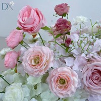 Chemin de table en fleurs artificielles blanc et rose pour décoration de centre de table de mariage, vente en gros