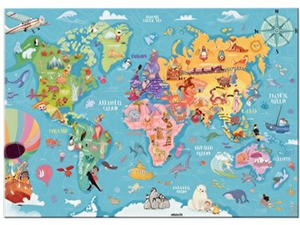Rompecabezas Educativo para Niños, Mapa del Mundo XXL de 100 Piezas, Edades 6+, Cartón Grueso y Resistente de Primera Calidad, Geografía - Product Image 1