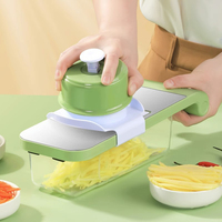 Multifunctionele handmatige plastic groentesnijder voor de keuken, professionele draagbare fruit- en aardappelverticale snijmachine met opvangbak