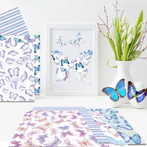 WW015 lila Schmetterling-Design Handkonto-Material DIY-Papier Scrapbook Kartenherstellungshintergrund