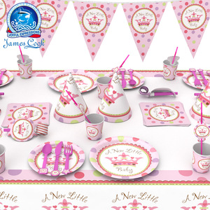 James Cook Crown <b>Pink</b> Birthday Party Set Disposable Paper Cups Plates Napkins For Children's Parties - Product Image 2