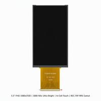 شاشة عرض BOE مقاس 5.5 بوصة بدقة FHD 1080x1920 من نوع IPS LCD، سطوع عالي 1800 نيت، واجهة MIPI 40 دبوس، شاشة مدمجة مع خاصية اللمس المدمج، شاشة عرض خارجية.