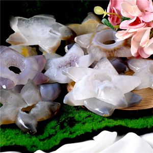 Vente en gros d'artisanat naturel de haute qualité sculpté à la main, étoile de mer en agate druzy pour la guérison, cadeau, décoration intérieure - Product Image 6