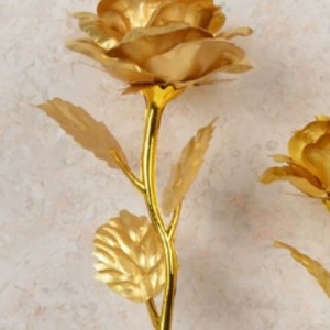 Glamorous Gold Foil <b>Rose</b> with Crystal Base - Handmade Decorative Flower for Special Occasions, Perfect for Christmas and Diwali - Product Image 5