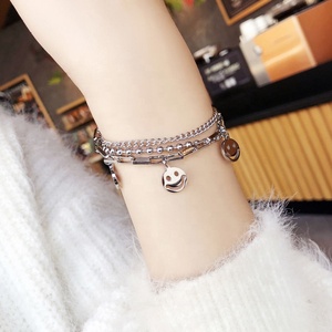 Fancy Jewelry gold disco in acciaio inossidabile sorriso sorridente incisione del viso charms braccialetti a catena spessa a triplo strato per donne ragazze - Product Image 5