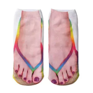 Novel Grappige 3D Afdrukken Slippers Sokken Voor Vrouwen Funky Creatieve Low Cut Sokken