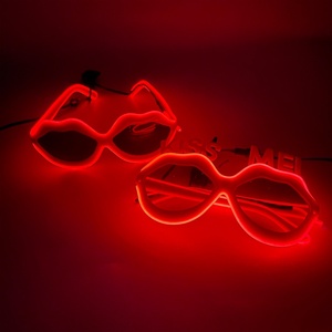 Trang trí nội thất môi hình dạng kính mát Womens khung nhỏ không thường xuyên kính mát EL ánh sáng <span class=keywords><strong>LED</strong></span> kính cho Đảng - Product Image 3