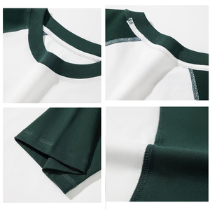 Camiseta de Alta Calidad 2025, Transpirable, Cuello Redondo, 300 g/m², 100% Algodón, para Hombre, Manga Raglán de Dos Tonos - Product Image 3
