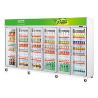 Réfrigérateur commercial BESFRESH 6 portes, à froid ventilé, sans givre, avec écran LED, double vitrage creux et compresseur haute puissance pour
