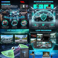 Caméra embarquée Podofo 4K à double objectif, écran 3,16 pouces, enregistrement en boucle, vision nocturne, détection de mouvement, GPS, Wifi et application, capteur G