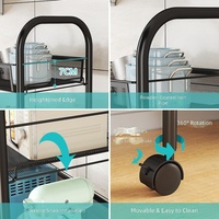 Chariot utilitaire en métal pour la cuisine, 5 niveaux, empilable, étagères en métal grillagé pour le stockage des fruits et légumes, avec roulettes