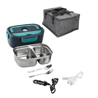 Boîte à lunch électrique chauffante 80W à 2 compartiments, étanche, avec pot amovible, isolation thermique, boîte bento pour les voyages et les trajets quotidiens