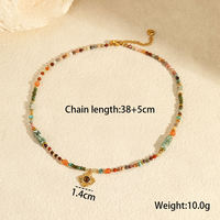 Collier Bohème en Pierres Naturelles Mixtes avec Breloques Coquillage, Soleil et Conque en Acier Inoxydable Plaqué Or