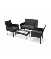 Ensemble de 4 canapés de salle à manger en rotin tressé PE moderne pour patio et jardin
