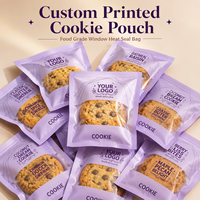 Sacs d'emballage pour biscuits imprimés sur mesure, qualité alimentaire, avec fenêtre transparente, thermoscellables, pour boulangerie, biscuits, en-cas