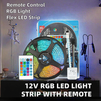 Bande lumineuse LED RGB SMD 2835 flexible 12V pour rétroéclairage TV avec télécommande IR 24 touches et adaptateur d'alimentation