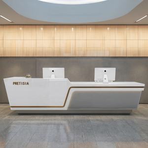Comptoir de réception en bois moderne, comptoir de caisse pour salons de beauté, hôtels, bureaux, cliniques, magasins de détail, mobilier commercial - Product Image 1
