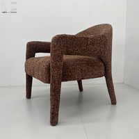 Fauteuil d'appoint minimaliste de luxe léger, écologique, ergonomique, surdimensionné, en velours, style mi-siècle moderne pour salon
