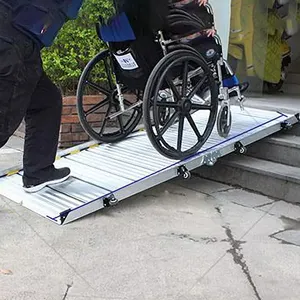Rampa de cadeira de rodas dobrável, de alumínio, portátil, de alta qualidade, dobrável, dis-able