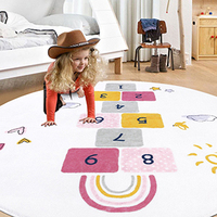 Tapis pour enfants Hopscotch Tapis de sol rond arc-en-ciel Tapis de salle de jeux amusant et éducatif