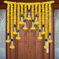 Bunga Marigold buatan Set Bandarwal String garland berat pintu gantung kristal Diwali untuk dekorasi Festival rumah