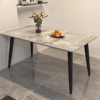 Ensemble table et chaises de salle à manger rectangulaire extensible en dalle de pierre, style luxe moderne, pour la maison, les petites maisons, les hôtels, durable et écologique