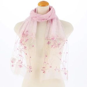 Écharpe châle entièrement équipée, brodée, en coton véritable, pour femme et unisexe, longue écharpe en fil de coton véritable - Product Image 6