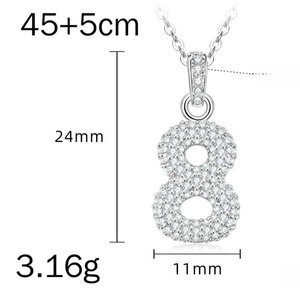 Wholesale Micro Insert Zirconia Angel Number Necklace 14k Gold Filled Full Diamond Number 8 Pendant Jewelry - Product Image 6