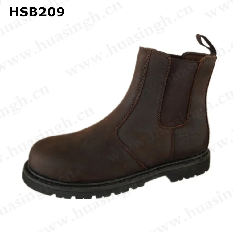 TX, Dark brown easy pull on wet area work boots building site steel toe protection safety shoes HSB209