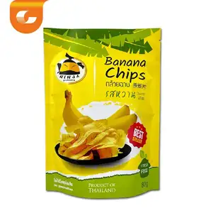 Impression numérique Pochette debout en mylar personnalisée Paquet d'emballage de chips de banane fruits secs
