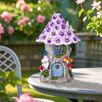 Maison de jardin féerique TSINYE en résine, maison champignon avec lumière solaire, statue d'extérieur pour la décoration du jardin, du patio, du balcon, cadeau d'anniversaire