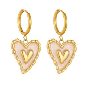 Heart-Shaped Hoop <b>Earrings</b> Gold Plated Zinc Alloy Stainless Steel <b>Post</b> Gift Jewelry E6295 - Product Image 5