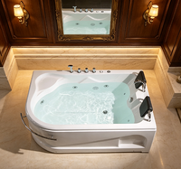 Baignoire à remous économique pour 2 personnes, éclairage coloré, vidange à molette, idéale pour les projets de villas et d'appartements