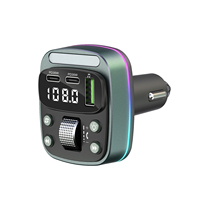 Chargeur portable Bluetooth 5.4, double USB QC PD, adaptateur audio, émetteur FM, allume-cigare, lecteur MP3, mains libres avec LED