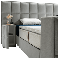 Cadre de lit moderne en velours rembourré, écologique, avec rangement, élévateur TV et tête de lit, pour lits Queen et King, meubles de chambre en bois