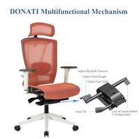 Chaise de bureau de direction ergonomique de luxe avec mécanisme Donati, entièrement en maille, pivotante, avec appui-tête