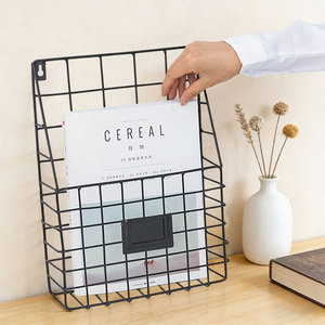 Nordic Style Wrought Iron Wall Mounted Magazine <b>Rack</b> 1 Tier Durable Storage Basket For <b>Kitchen</b> Living Room - Product Image 1