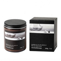 Pot à bougie de luxe personnalisé de luxe noir mat avec couvercle pot à bougie vide en verre pour la fabrication de bougies avec boîte