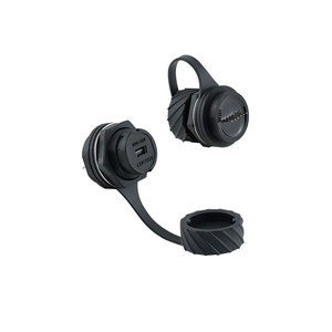 Connecteur <span class=keywords><strong>Mini</strong></span> <span class=keywords><strong>USB</strong></span> <span class=keywords><strong>femelle</strong></span> M20 étanche IP67 à montage sur panneau, <span class=keywords><strong>prise</strong></span> en nylon (type droit et à soudure) avec capuchon - Product Image 2