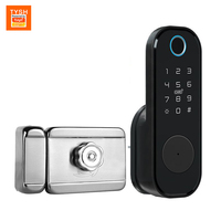 Cerradura Inteligente TYSH Tuya con Control Remoto, Wi-Fi, para Exteriores, Resistente al Agua, Doble Huella Dactilar, Tarjeta RFID Digital, Código, Sin Llave, Control por Aplicación, para Puertas de Madera