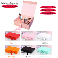 Individuell Bedruckte Luxus-Geschenkbox mit Magnetverschluss und Schleife in Rosa, Magnetische Kartonbox für Schuhe und Kleidung