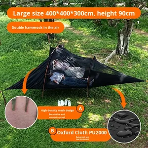 Tenda a Tunnel Triangolare per Campeggio all'Aperto, Sospesa, Impermeabile, Anti-Zanzare, Tenda Aerea da Albero Gialla/Nera - Product Image 3
