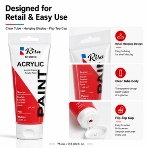 Peintures acryliques Risa Studio en tubes de 75 ml, 37 couleurs vives en <span class=keywords><strong>gros</strong></span>, pour toile, bois, pierre, <span class=keywords><strong>peinture</strong></span> artistique, bricolage, artisanat et loisirs créatifs - Product Image 5