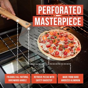 Peel de <span class=keywords><strong>pizza</strong></span> perforado de 12 pulgadas con paleta antiadherente de mango largo de 15,7 pulgadas para lanzar, girar y recuperar pizzas - Product Image 5