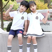 Uniformes scolaires pour garçons et filles, maternelle, été, polo, short, robe - tissu piqué pour enfants