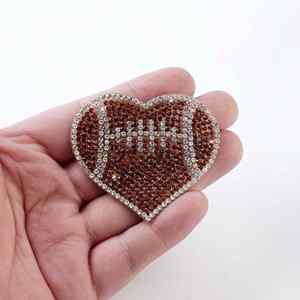 Accessoires DIY en gros : Patchs autocollants thermocollants en strass, motifs baseball, étoile, cœur, nœud - Product Image 5